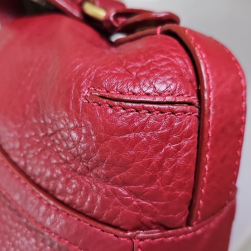 Cole Haan Brick Red Pebbled Leather Large Drawstring Handbag EUC - Picture 11 of 17